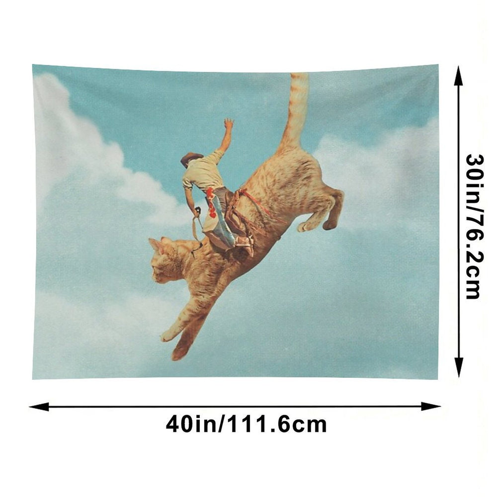 Meehaw - Rodeo Cat  Bronc Tapestry