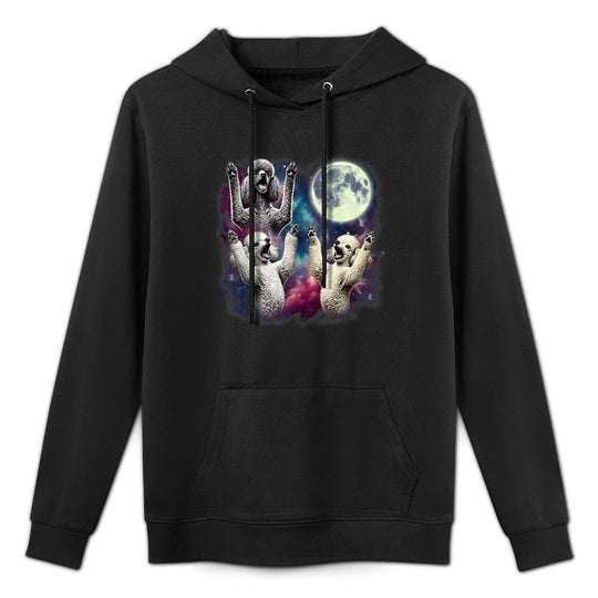 Three Poodles Howling at Moon Funny Weird Cursed Meme Casual Wear Hoodie