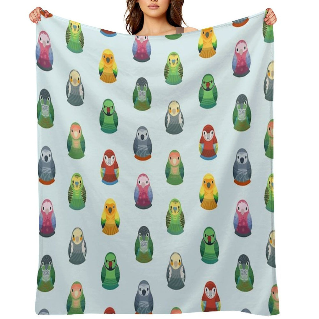 Parrot Nesting Doll Pattern Easy Care Throw Blanket