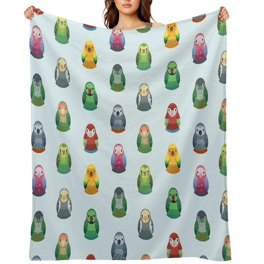 Parrot Nesting Doll Pattern Easy Care Throw Blanket
