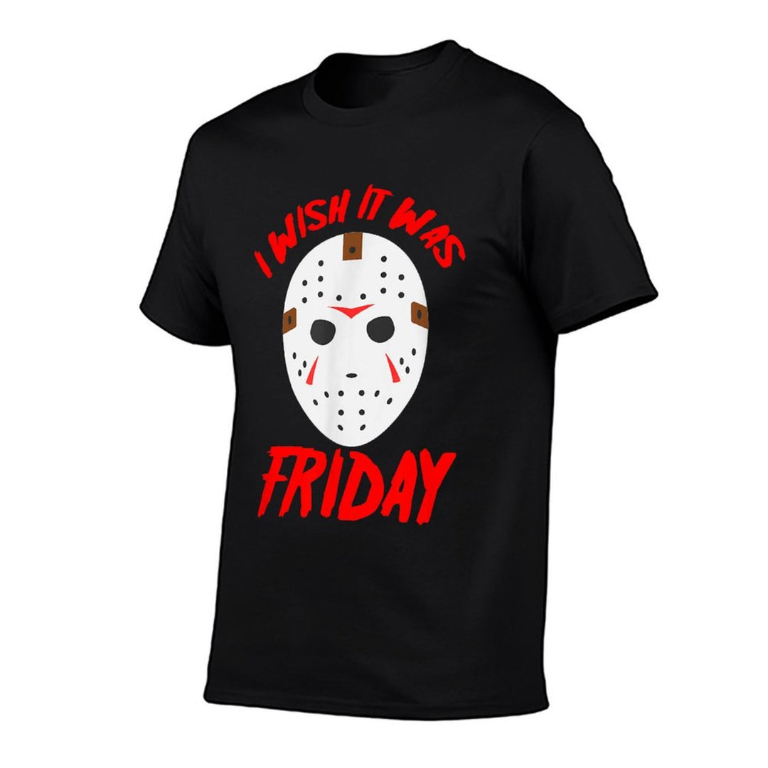 Halloween I Wish It Was Friday - Scary Hockey Mask  Slim-fit Cut T-Shirt