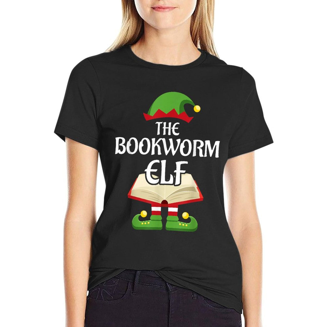 Bookworm Elf Family Matching Group Christmas Reading  Graphic-printed T-Shirt
