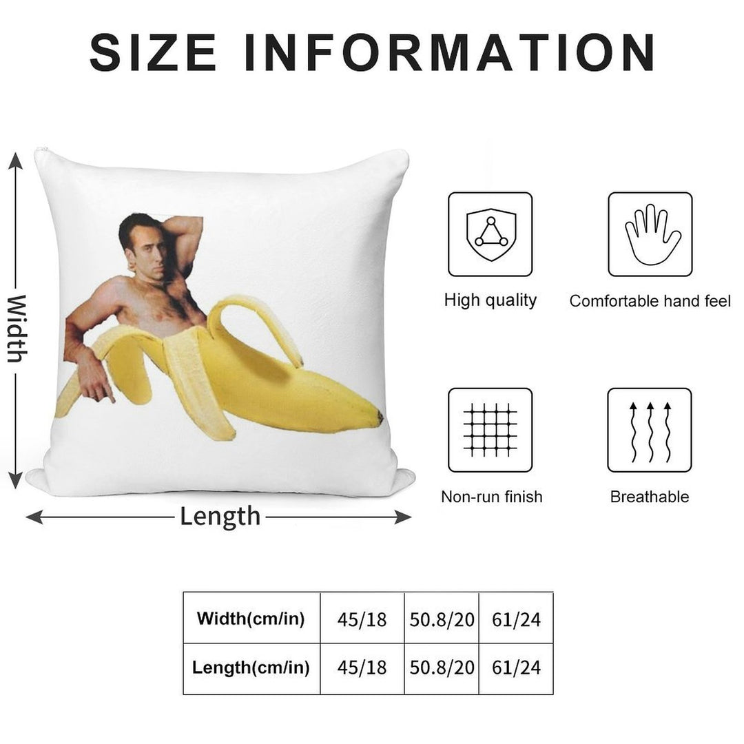 Nicholas Cage Sexy Banana Pose Soft Multiple Sizes Throw Pillow