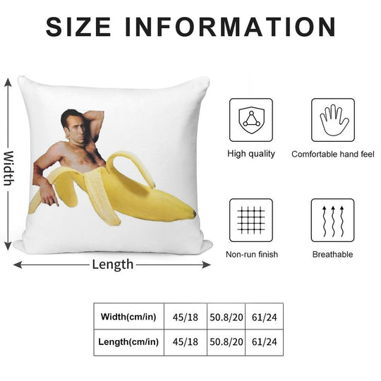 Nicholas Cage Sexy Banana Pose Soft Multiple Sizes Throw Pillow