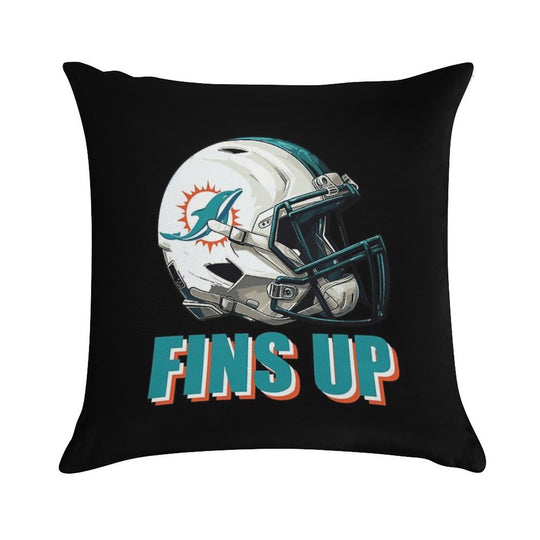Miami Dolphins Helmet Soft Luxury Feel Throw Pillow