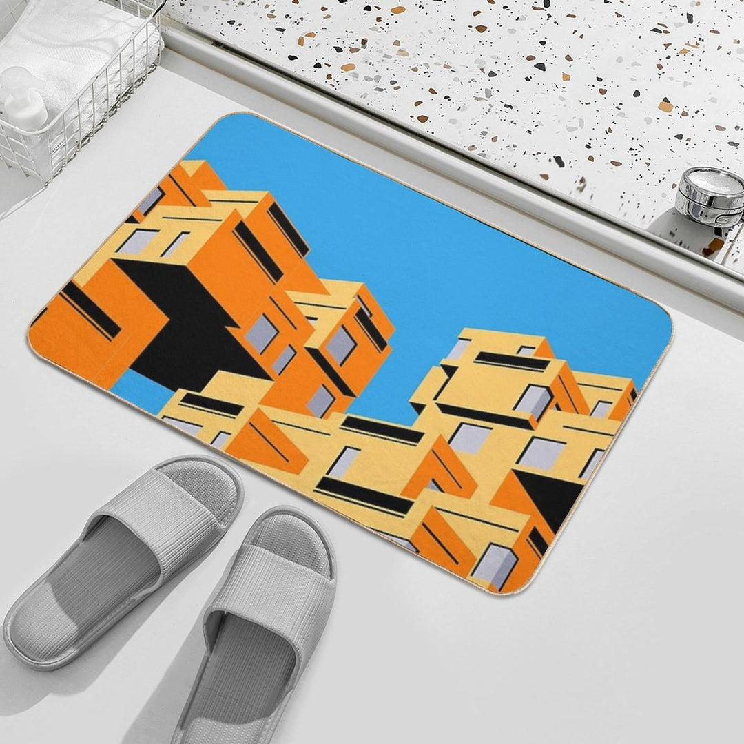 Habitat 67 Block Colours, Montreal, Canada Print, Brutalist, Brutalism, Architecture  Repositionable Bath Mat