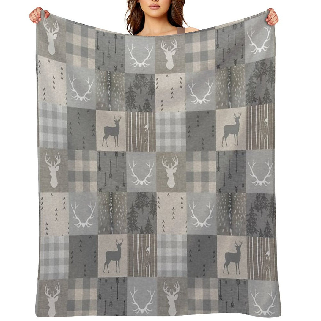 Rustic Woodland Patchwork - Grey And Beige All-season Throw Blanket