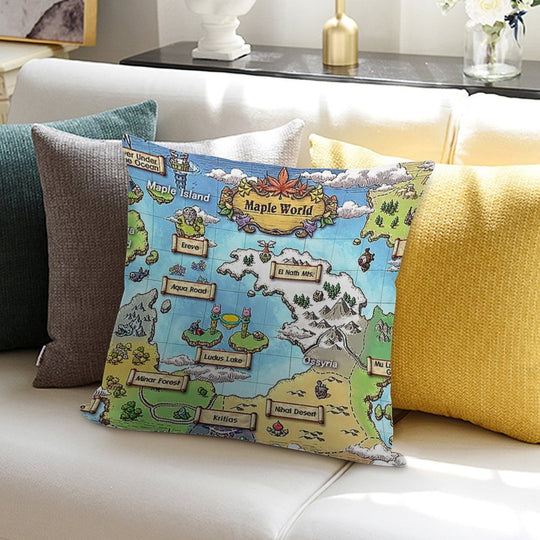 World Map (MapleStory) Soft Anti-Pilling Throw Pillow