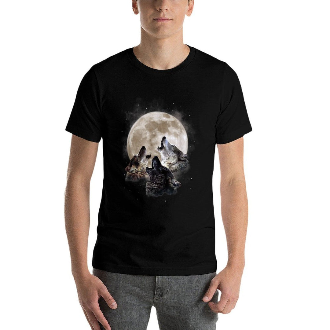 Three Wolves Howling at The Moon - Wolf Lover  Eco-friendly Material T-Shirt