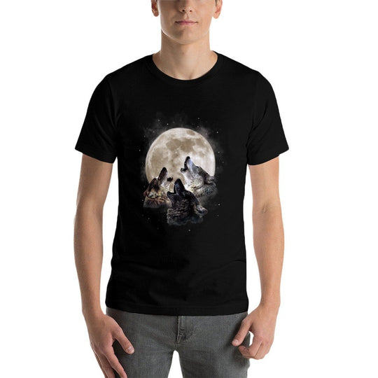 Three Wolves Howling at The Moon - Wolf Lover  Eco-friendly Material T-Shirt