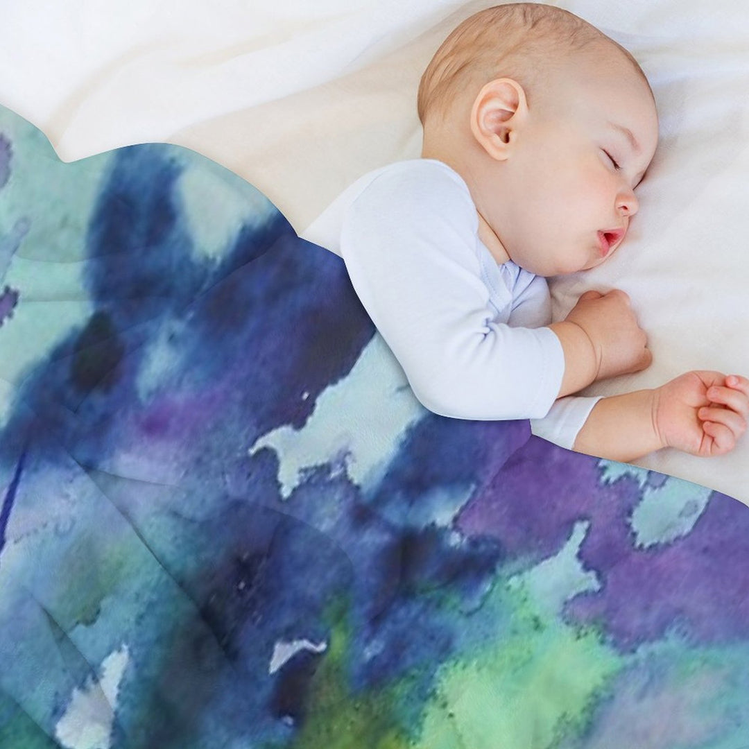 Watercolor in Purple And Green Durable Throw Blanket