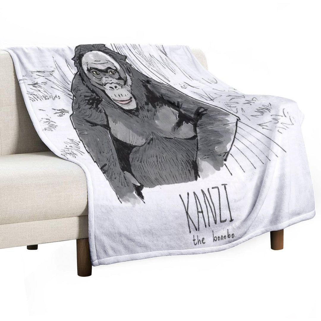 Kanzi The Bonobo Plush Throw Blanket