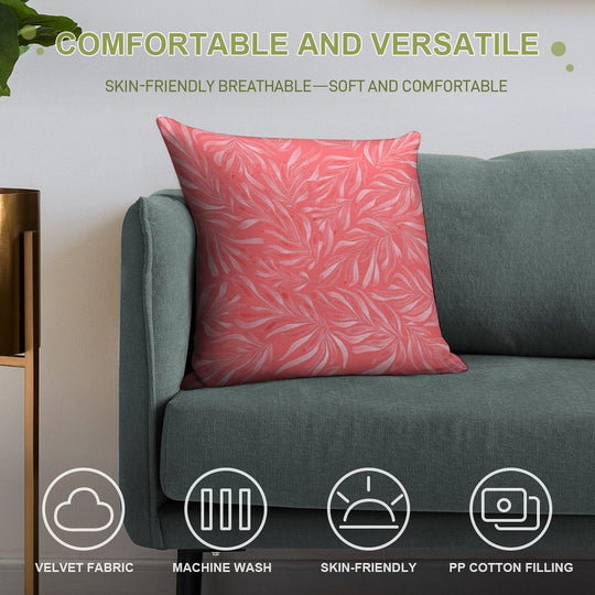 Coral Pink Soft Shrink-Resistant Throw Pillow