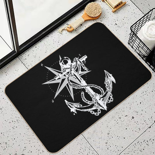 Anker Compass Design Maritime Nautical  Slip-Resistant Bath Mat