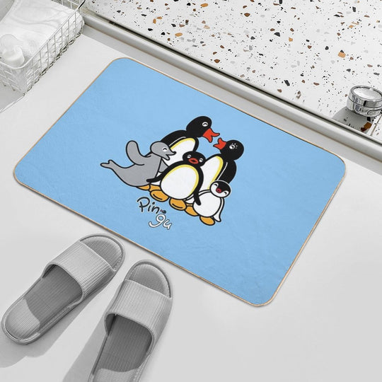 Pingu; Light Blue  Stain-Proof Bath Mat