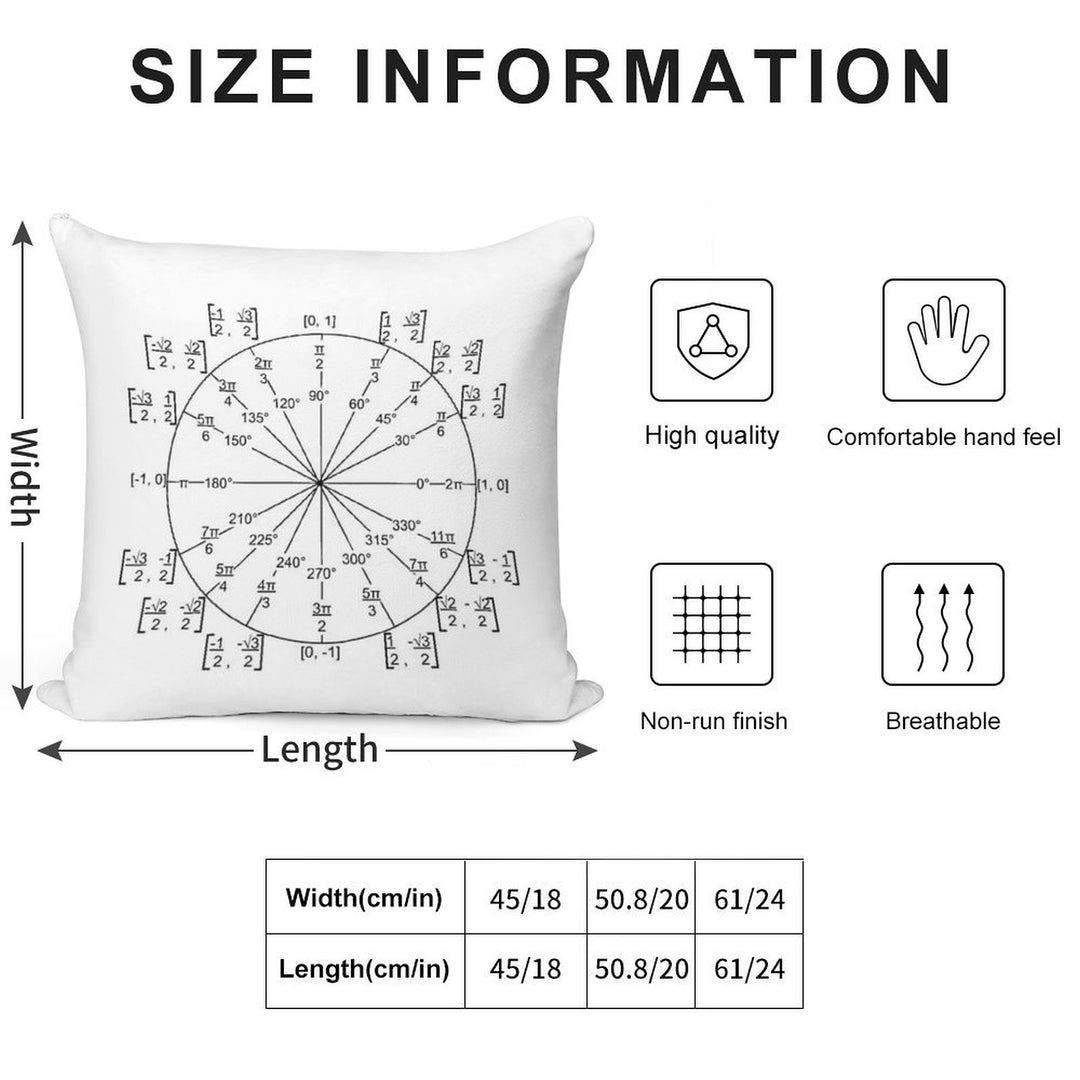 Unit Circle Trigonometry Soft Anti-Pilling Throw Pillow