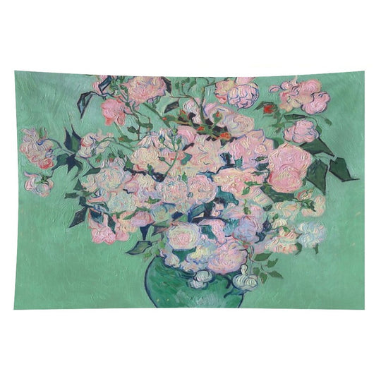Pink Roses in A Vase, Vincent Van Gogh Tapestry