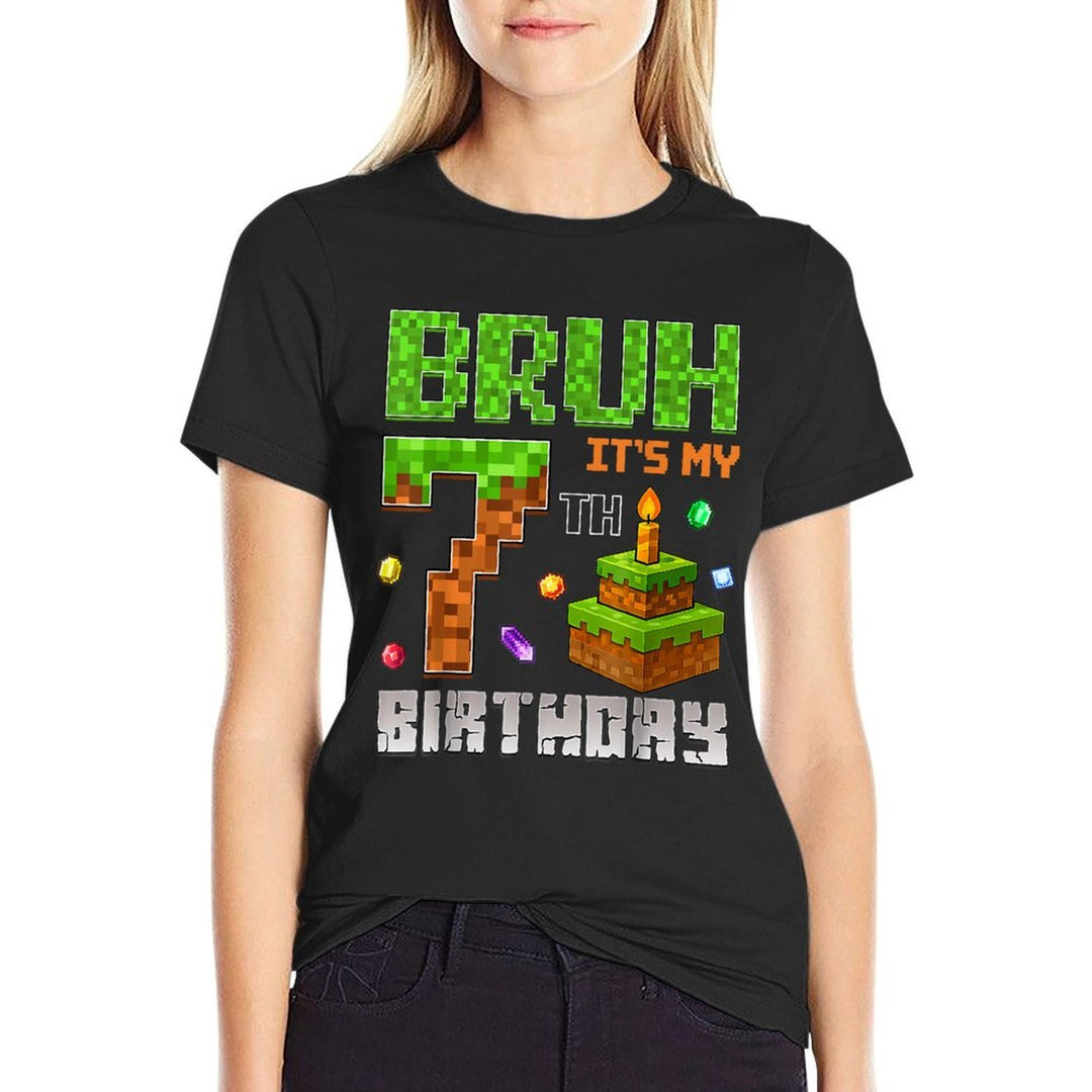 Its My 7th Birthday Game Pixel 7 Year Old Birthday Boy  Affordable Price T-Shirt