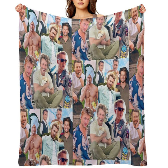 Glen Powell Photo Collage Gift-ready Throw Blanket