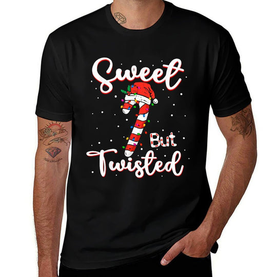 Sweet But Twisted Funny Christmas Candy Cane Xmas Holiday  Fade-proof Color T-Shirt