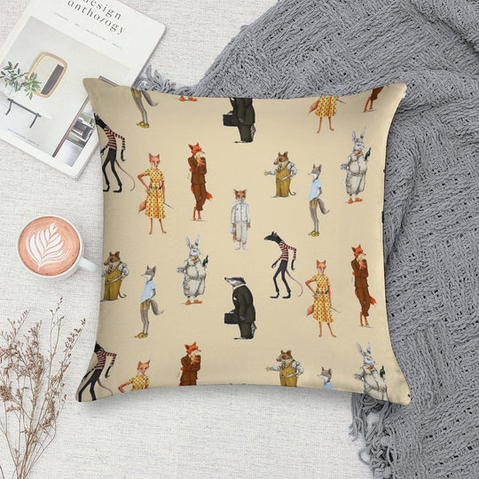 Fantastic Mr. Fox And Mrs. Fox Family Sticker Pack Soft Short Plush Fabric Throw Pillow