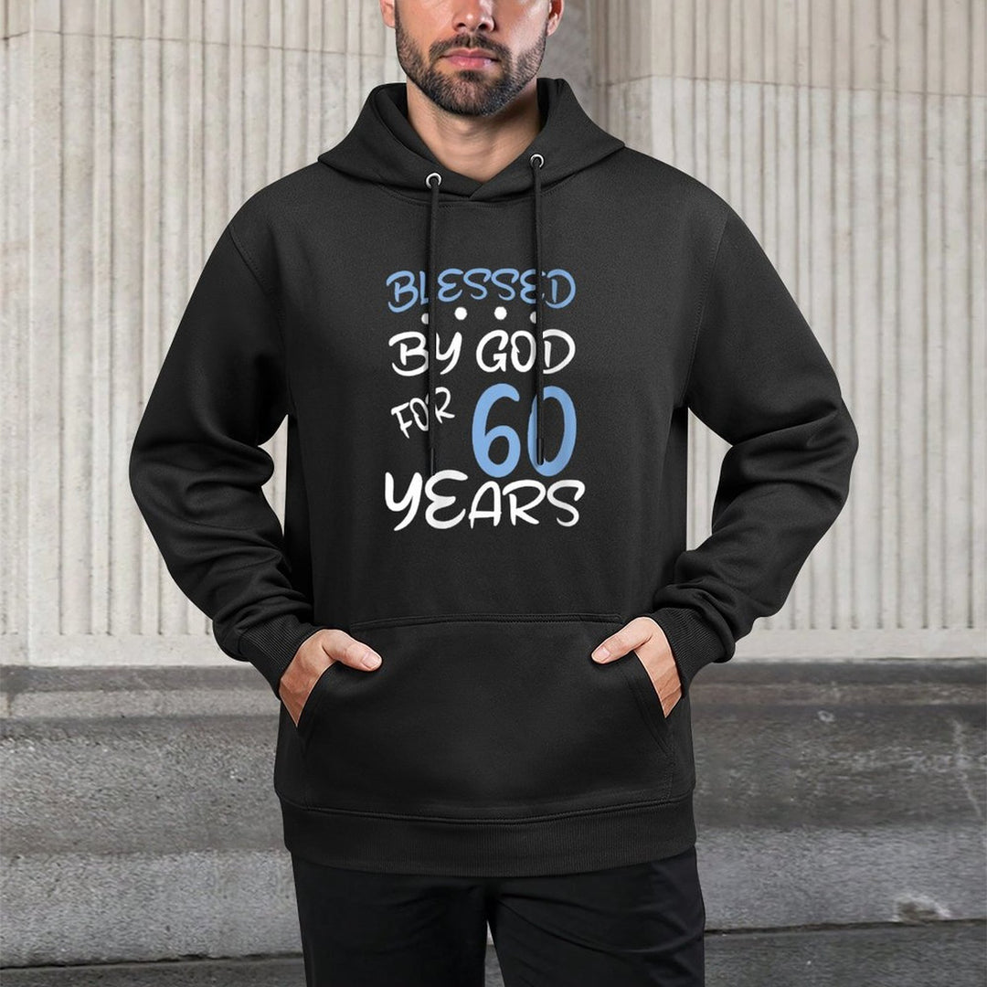 Womens Vintage Blessed by God for 60 Years Happy 60th Birthday Medium-Weight Fabric Hoodie
