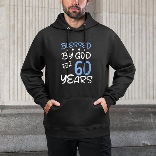 Womens Vintage Blessed by God for 60 Years Happy 60th Birthday Medium-Weight Fabric Hoodie