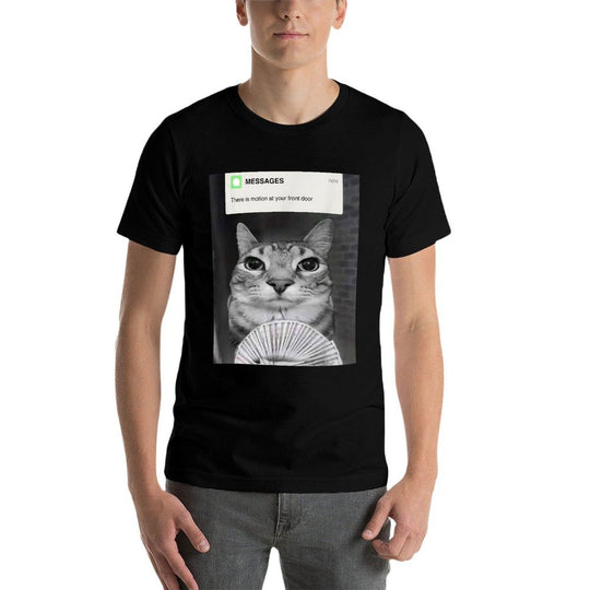Funny Ring Cat With Motion At Your Front Door Brainrot Meme for Men Women Kids  Stretchy T-Shirt