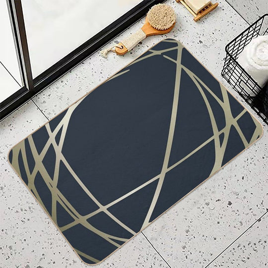 Festive, Abstract, Blue And Gold, Stripes Pattern  High-Traffic Bath Mat
