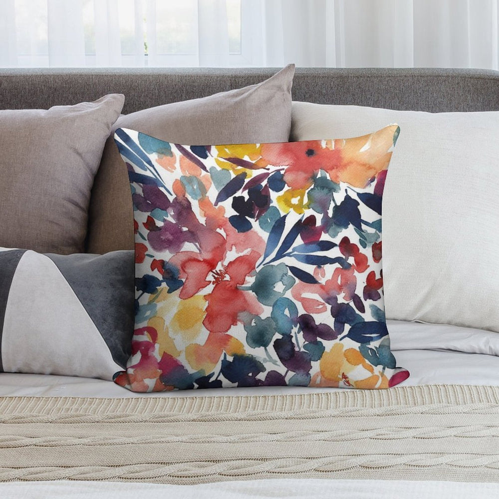 Abstract Watercolor Flowers 31, Colorful Bouquet Illustration Soft Anti-Pilling Throw Pillow