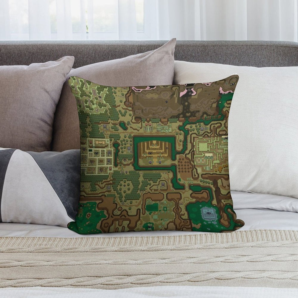 LttP Dark World Map Soft Hidden Zipper Throw Pillow