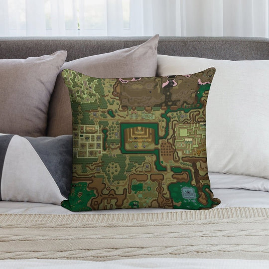 LttP Dark World Map Soft Hidden Zipper Throw Pillow