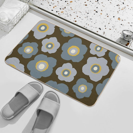 Cozy Scandinavian Flowers  Repositionable Bath Mat
