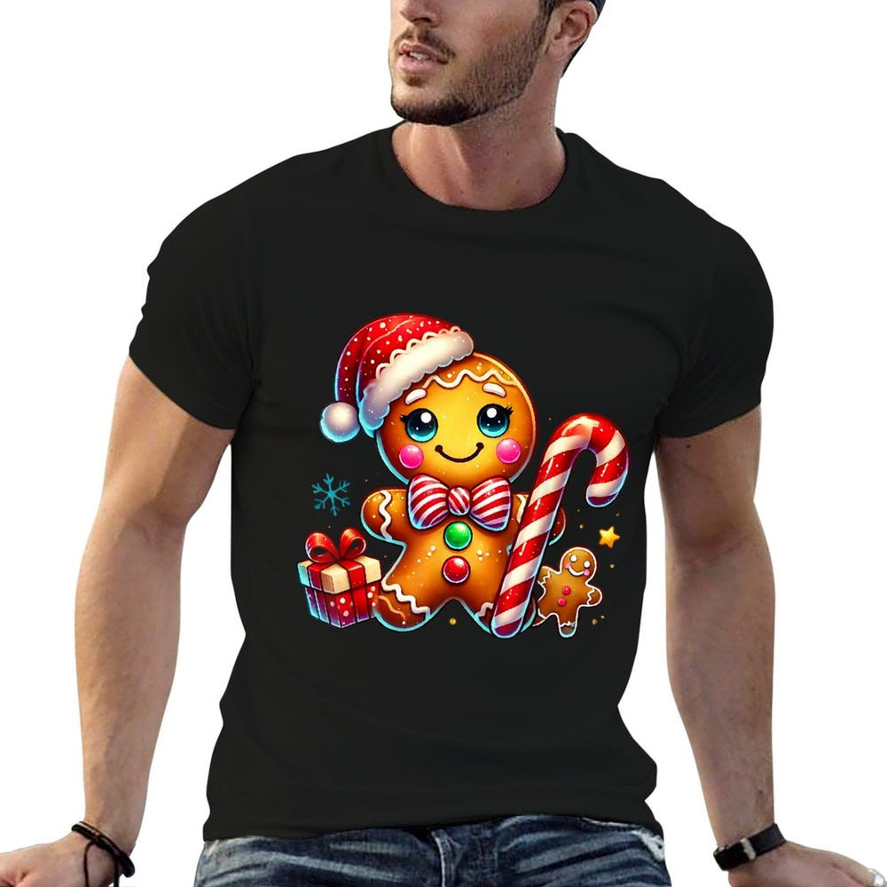 Gingerbread Man Candy Cane Xmas Pajamas Holiday Christmas  Durable T-Shirt