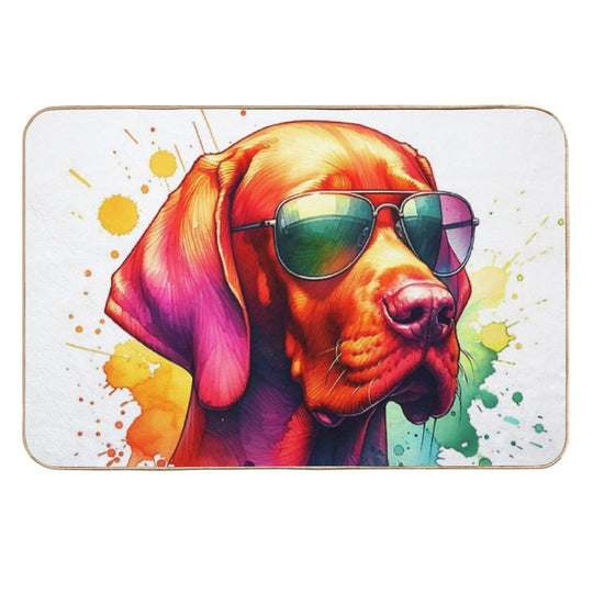 Watercolor Viszla Wearing Sunglasses  Multi-Purpose Bath Mat