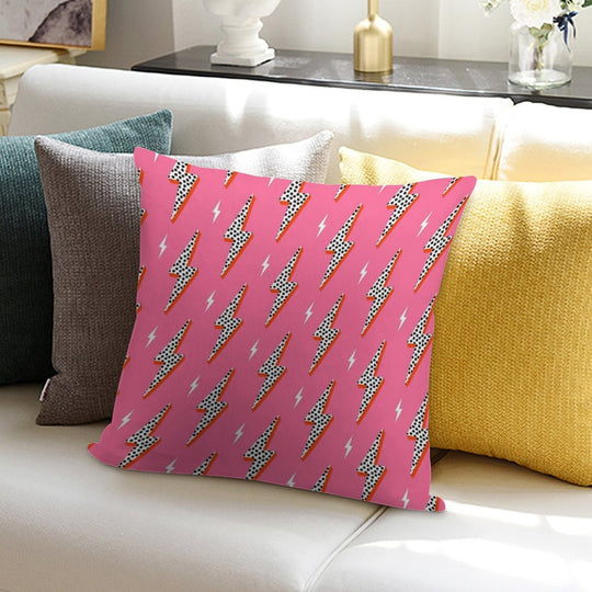 Lightning Bolt Thunder Flash Preppy Pink Soft High-Density Material Throw Pillow