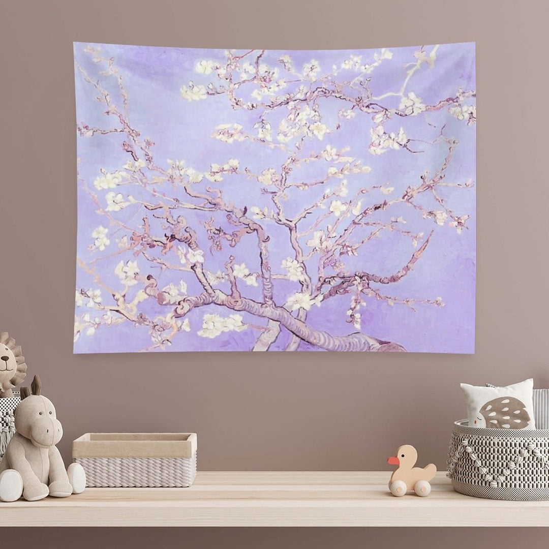 Vincent Van Gogh Almond Blossoms Lavender Tapestry