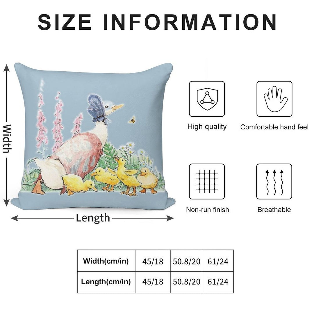 Jemimah Puddle-Duck - Beatrix Potter Soft Washable Throw Pillow