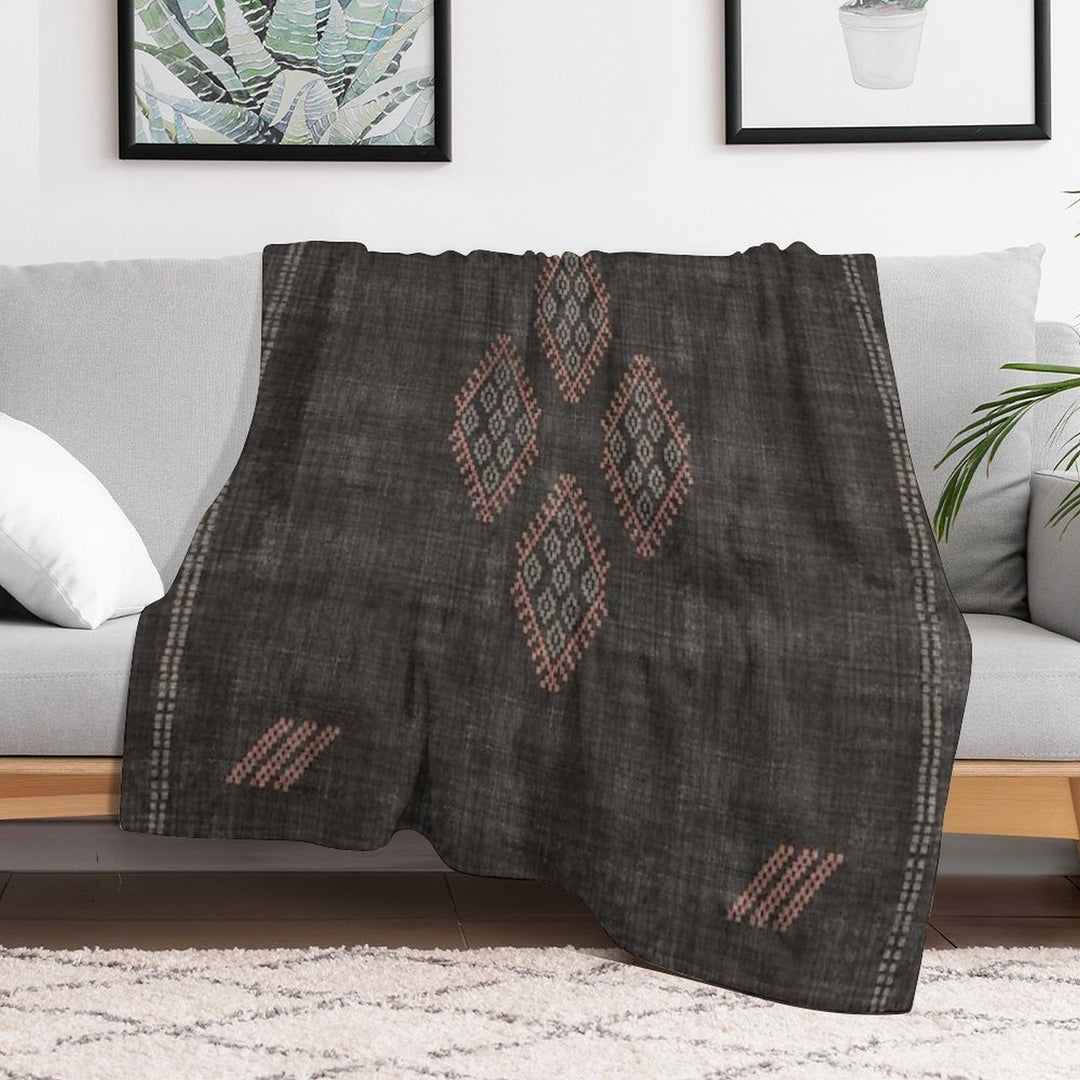 Kilim in Black And Pink Comfort Throw Blanket