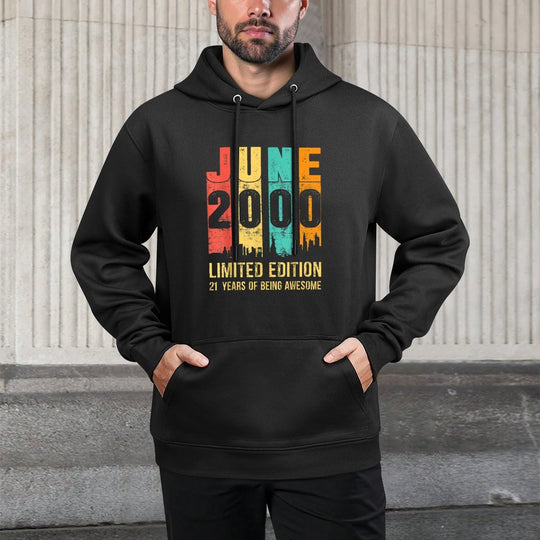 Vintage June 2000 Limited Edition 21 Year Old 21st Birthday Medium-Weight Fabric Hoodie