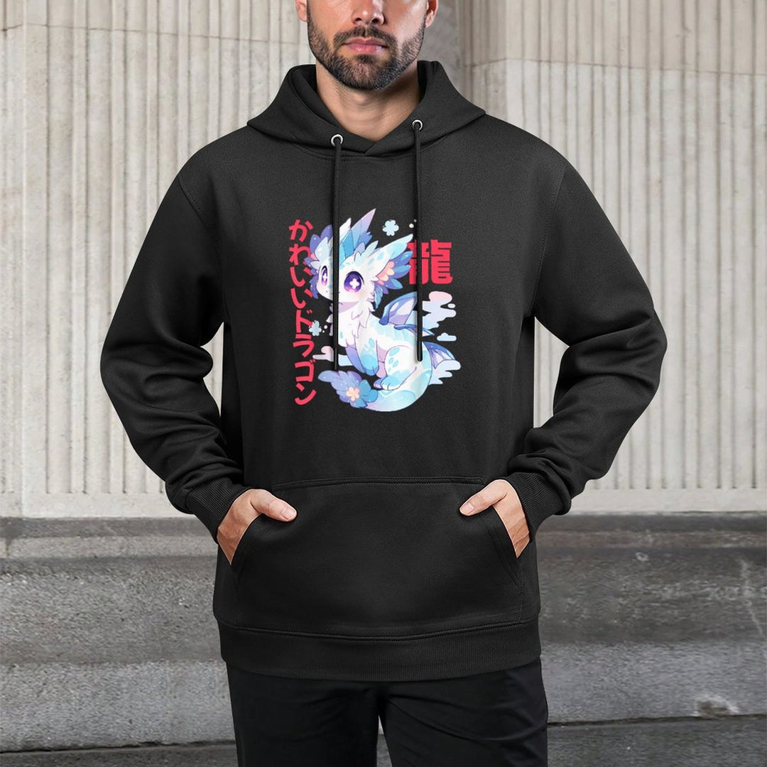 Kawaii Dragon Japanese Anime Chibi Ryu Dragon Kanji  Kana Customizable Surface Hoodie