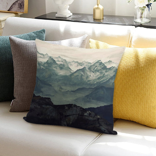 Mountain Fog Soft Washable Throw Pillow
