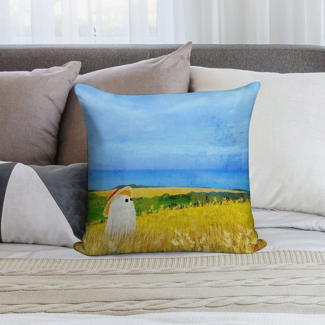 There's A Ghost in The Wheat Field Soft Ultra-Soft Texture Throw Pillow