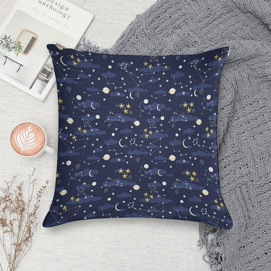 Galaxy - Cosmos, Moon And Stars. Astronomy Pattern. Cute Cartoon Universe Design. Soft Style Accent Throw Pillow