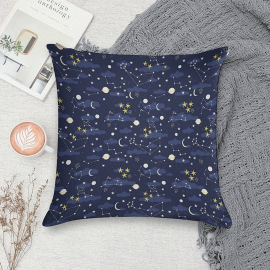 Galaxy - Cosmos, Moon And Stars. Astronomy Pattern. Cute Cartoon Universe Design. Soft Style Accent Throw Pillow