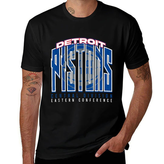 NBA Official Detroit Pistons Block City  Graphic-printed T-Shirt