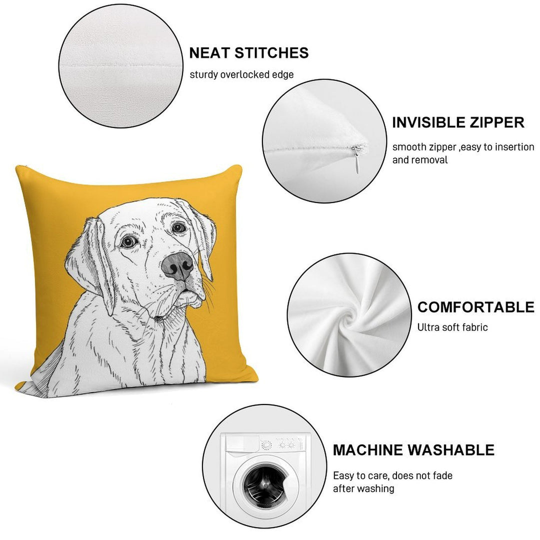 Labrador Dog Portrait Soft Washable Throw Pillow