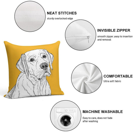 Labrador Dog Portrait Soft Washable Throw Pillow
