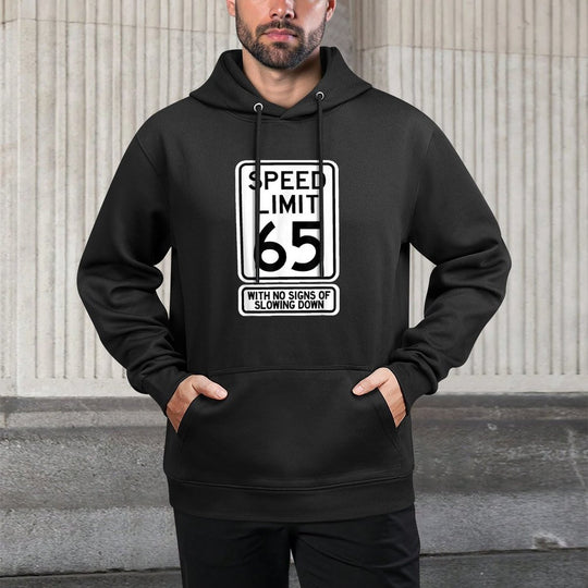 65th Birthday Speed Limit Sign Funny 65 Year Old Mens Womens Adjustable Hood Hoodie