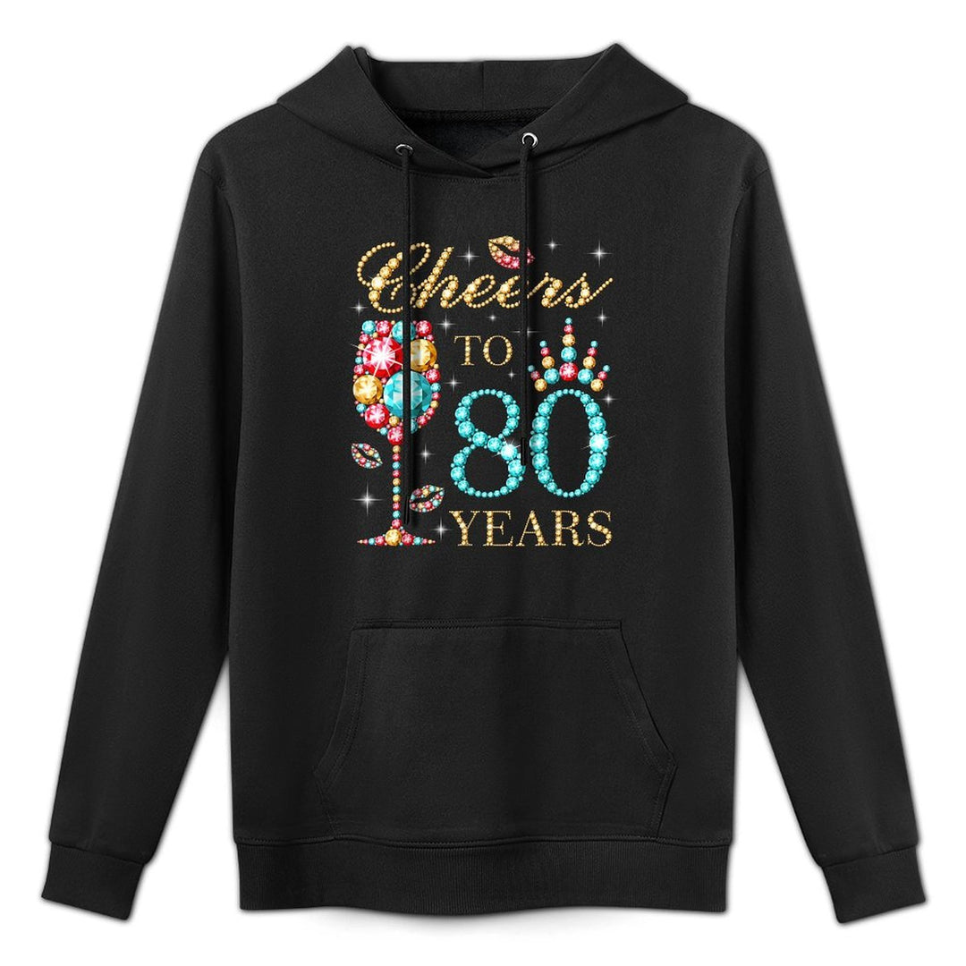 Cheers To 80 Years, 80 Years Old Women, 80 Birthday Cute Relaxed Fit Hoodie